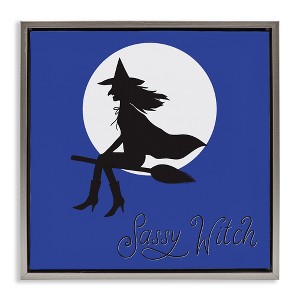 Stupell Industries Sassy Witch & Full Moon Floating Frame Canvas Art - 1 of 4