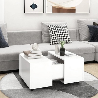 Coffee Table White 23.6"x23.6"x15" Engineered Wood