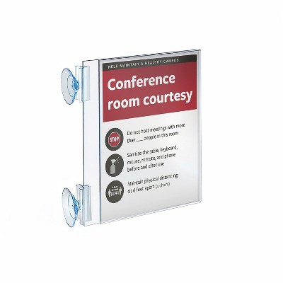 Clear Acrylic Horizontal Wall Sign Holder with Suction Cups, 5.5" x 8.5"
