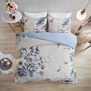 8 Pcs Gorgeous Floral Printed Cotton Comforter Set, All Season Home Textile fits Elegant Bedroom Decor - 1 of 4