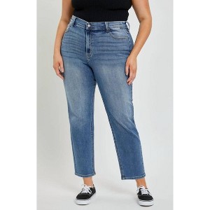 Women's Mid Rise Crop Mom Jeans - CELLO - 1 of 3