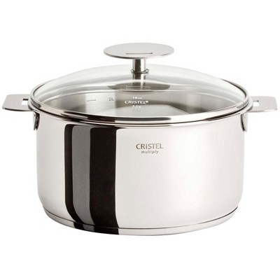 Cristel Multiply Stainless Steel 2 Quart Saucepan with Glass Lid