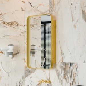 SEVOBAL Bathroom Storage Cabinet Recessed Metal Framed Medicine Cabinet with Mirror and Adjustable Shelves, Gold, 20.08"*4.7"*30" - 1 of 4