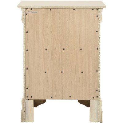 Louis Philippe Classic Beige 3-Drawer Nightstand in Real Wood Veneer