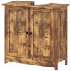 HOMCOM Under Sink Bathroom Cabinet with 2 Doors and Shelf, Pedestal Sink Bathroom Vanity Furniture, Rustic Brown - 4 of 4