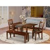 Contemporary 5 Piece Dining Set - Kitchen Table w/ Leaf & 2 Faux Leather Chairs, 2 Benches - 32x60 Inch - 2 of 4