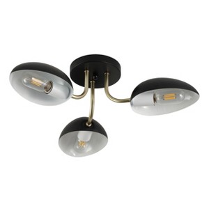 Modern 3-Light Semi Flush Mount Ceiling Light, Black and Gold Fixture with Glass Shades for Bedroom - 1 of 4