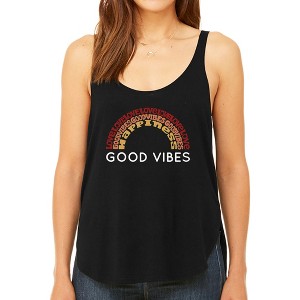 LA Pop Art Women's Premium Word Art Flowy Tank Top - Good Vibes - 1 of 4