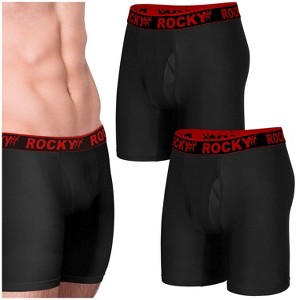 Rocky Men's Boxer Briefs 9", 2 PACK, 4-Way High Performance Pouch Underwear, Tagless - 1 of 4