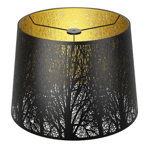 Alucset Drum Big Lampshades for Table Lamp and Floor Light, Metal Etching Process Large Lamp with Pattern of Trees,12x14x10 inch, Spider, Black Gold - 1 of 4