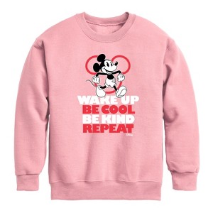 Boys' - Disney - Wake Up, Be Cool, Be Kind, Repeat Graphic Long Sleeve Fleece Sweatshirt - 1 of 4