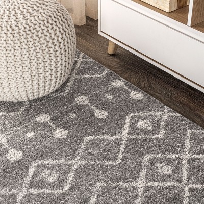 Modern Moroccan-Inspired Gray Synthetic Area Rug - Easy Care 3x5