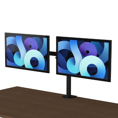 Adjustable Black Steel Dual Monitor and Laptop Stand