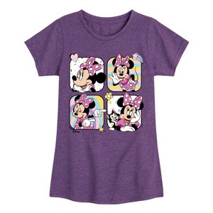 Girls' - Disney - Grid Doodle Minnie Mouse Fitted Short Sleeve Graphic T-Shirt - 1 of 4