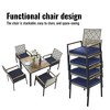 5-Piece Outdoor Patio Rattan Dining Set with Stackable Chairs, 35" Acacia Wood Table Top with Umbrella Hole - 4 of 4