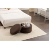 NicBex Ottoman with Storage Bench Storage Organizer Velvet Fabric Storage Round Ottoman Footstool With Wooden Shelving for Bedroom - 3 of 4