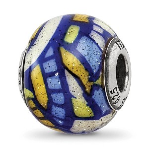 Black Bow Jewelry Multicolor w/ Glitter Overlay Glass & Sterling Silver Bead Charm, 15mm - 1 of 4