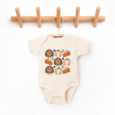 The Juniper Shop Turkey Pumpkin Pie Grid Baby Bodysuit