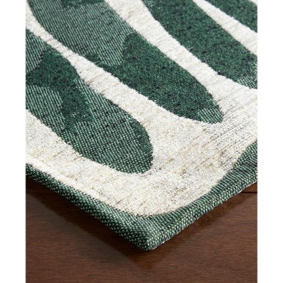 Green Jacquard Woven Polyester and Cotton Kitchen Mat 24" x 40"