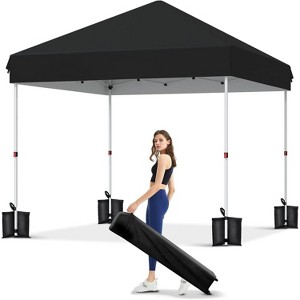10x10 Pop Up Canopy with 1 Sidewall, Beach Tent 3 Adjustable Heights,UV Protection, Outdoor Sun Shade Events, Parties, Camping - 1 of 4