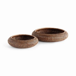 Plum & Post Burma Rattan Shallow Display Bowls Set Of 2 - 1 of 4