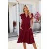 Women's V-Neck Lotus Leaf Sleeve Short Sleeve Casual Midi Dress - 3 of 4