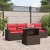 vidaXL Patio Sofa Set with Cushions and Table Outdoor 5 Piece Poly Rattan - Brown without storage - 2 of 4