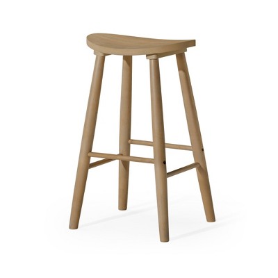 HomeRoots 30" Natural Solid Wood Backless Bar Height Bar Chair