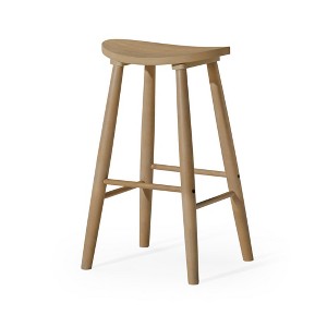 HomeRoots 30" Natural Solid Wood Backless Bar Height Bar Chair - 1 of 4