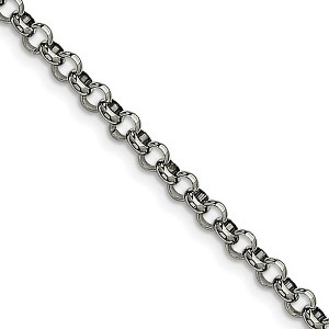 Black Bow Jewelry Men's 4.6mm Stainless Steel Polished Rolo Chain Necklace - 1 of 4