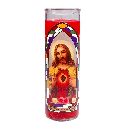 Jar Candle Sagrado Corazon De Jesus Red - Continental Candle