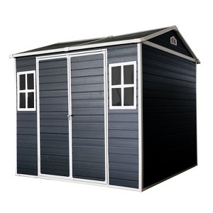 NicBex Resin Outdoor Storage Shed with Lockable Doors,2 Windows and Floor Base for Backyard Garden,Patio - 1 of 4