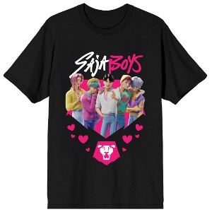 KPop Demon Hunters Saja Boys Heart on Black Short Sleeve Adult T Shirt - 1 of 4