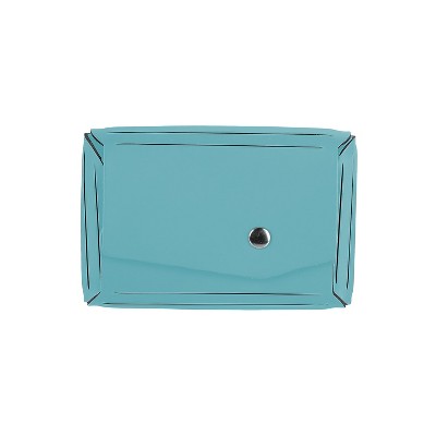JAM Paper Italian Leather Business Card Holder Case with Angular Flap Teal Blue Sold Individually