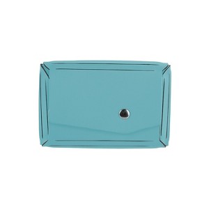 JAM Paper Italian Leather Business Card Holder Case with Angular Flap Teal Blue Sold Individually - 1 of 4