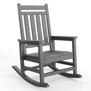 Adirondack Outdoor Rocking Chair - All Weather HDPE Plastic, Wide Armrests, Classic Fire Pit Chair, Easy to Install, Supports 380LBs - 1 of 4