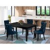 5-Piece Black Finish Solid Wood Top-Rectangular Upholstered Dining Room Set-Seats 4 - 2 of 4