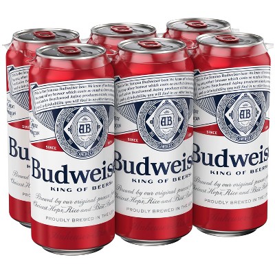 Budweiser Lager Beer - 6pk/16 Fl Oz Cans : Target