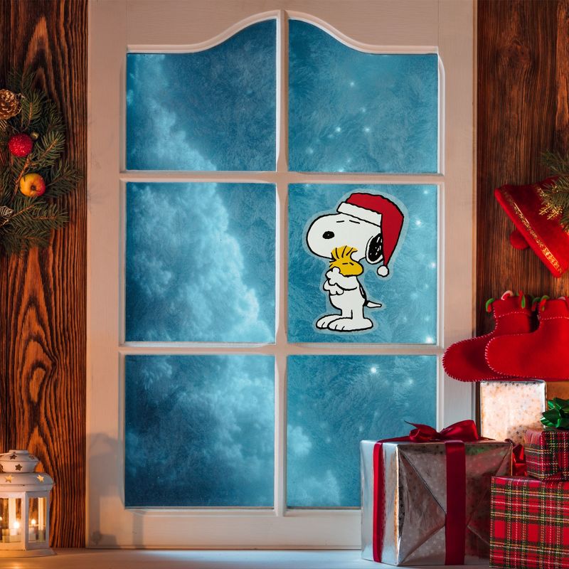 Northlight 7" Peanuts Snoopy Hugs Woodstock Double Sided Christmas Window Cling Decoration, 2 of 7