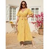 Garvee Women Plus Size V Neck Wrap Maxi Dress High Waist Ruffle Summer Casual Dress with Belt Short Sleeve - 4 of 4