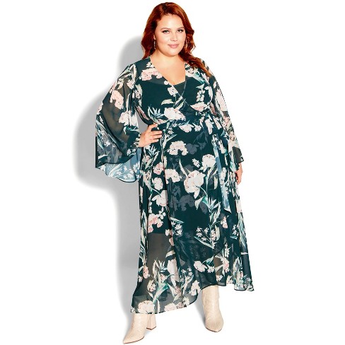 City Chic Women s Plus Size Fleetwood Print Maxi Dress Fresh Fields 14w Target