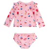 RuffleButts Girls UPF50+ Skirted Flutter Long Sleeve Rash Guard Bikini - 2 of 4
