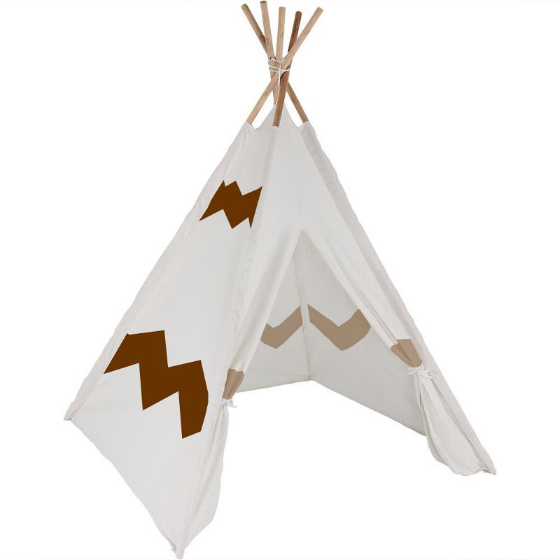 Modern Home Children's Canvas Play Tent Set with Travel Case - Brown/White, 4 of 5