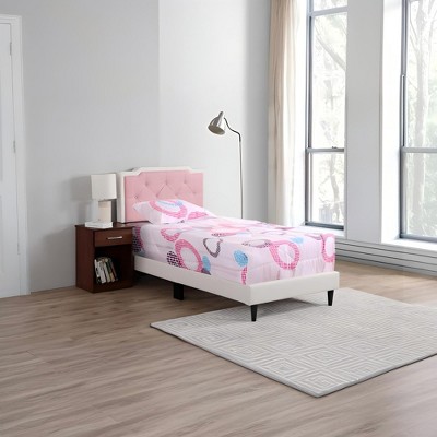 Sapphtopaz Modern Twin Size Bed Frame with Headboard Upholstered Platform Bed with Slat Support for Bedroom, Apartment, Hotel