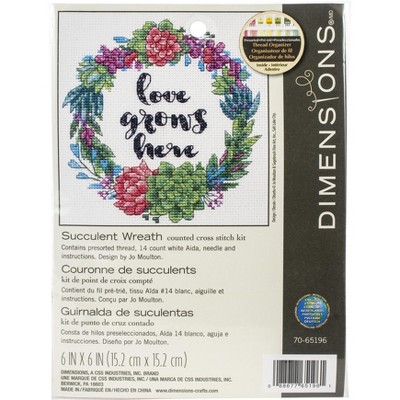 Dimensions Counted Cross Stitch Kit 6"X6"-Succulent Wreath (14 Count)