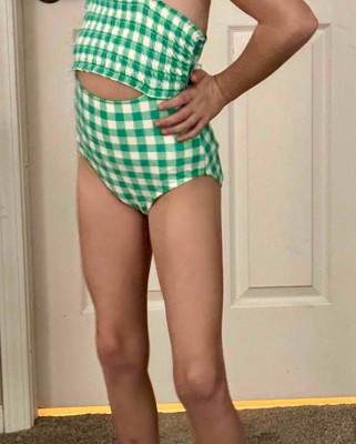 Girls' Gingham Check One Piece Swimsuit - Cat & Jack™ Green Xs : Target