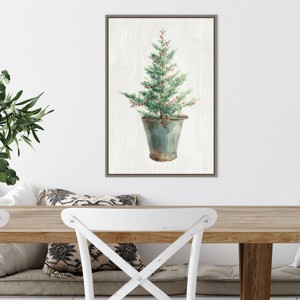 16" x 23" White and Bright Christmas Tree I Framed Wall Canvas - Amanti Art: Holiday Decor, Pine Artwork - 1 of 4