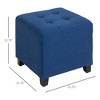 Tufted Ottoman Linen-Touch Fabric Upholstered Footrest Stool with Anti-Slip Pads - 3 of 4