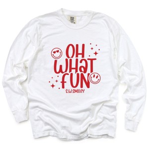 S.W.Smiley Oh What Fun Sparkle - Womens Garment Dyed Long Sleeve - 1 of 3