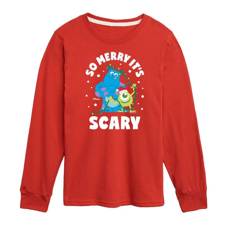 Boys' Monsters Inc 'So Merry Its Scary' Long Sleeve Graphic T-Shirt - Red, 1 of 3